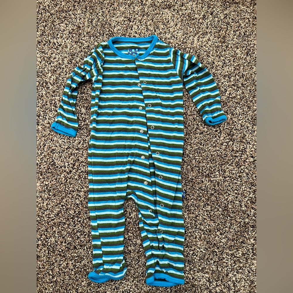Kickee Pants Striped Bamboo Footie Pajamas Size 3-6 months